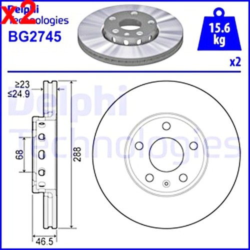 Brake disc delphi fits - 2x, audi