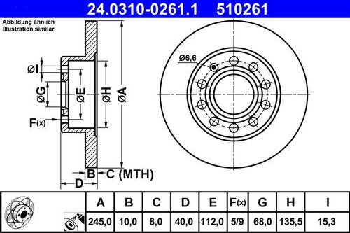 Brake disc ate 0310 - disc, 24.0310-0261.1